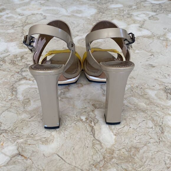 Lanvin Platform Heeled Leather Sandals Made in Italy - Picture 9 of 16